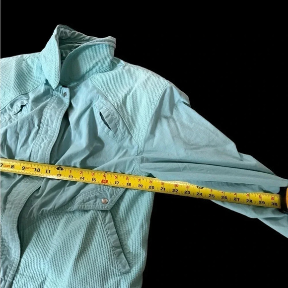 Vintage 80s 90s Andy Johns Turquoise Jacket Women Size Large - Picture 2 of 7